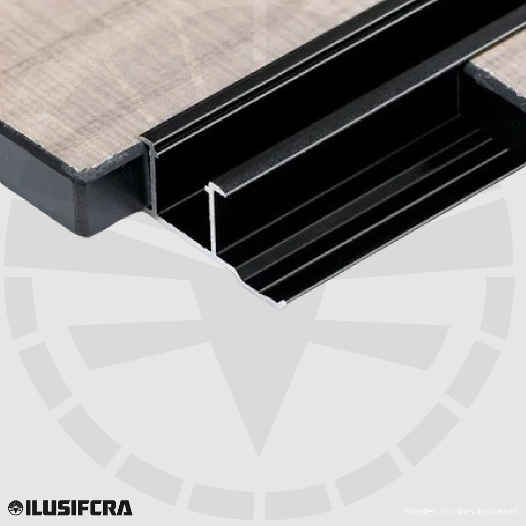 CANALETA ALUMINIO NEGRO 5MM PARA CARBONIZADA TIPO H CPN DIFUSOR 3 METROS