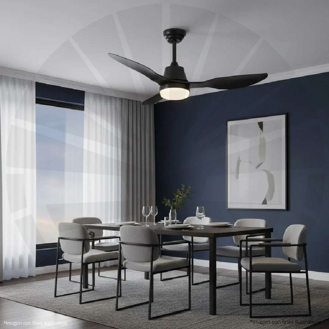 VENTILADOR DE TECHO MODERNO CON LUZ LED ACABADO NEGRO FS5010-3