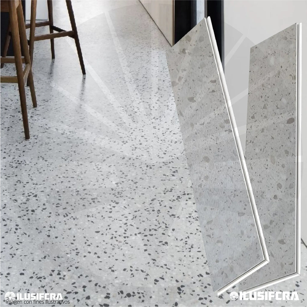 LÁMINA PARA PISO ESTILO SPC 10PC ACABADO GRANITO BLANCO SA7063 18MMX1.22M 2.2M2 CON ESPONJA