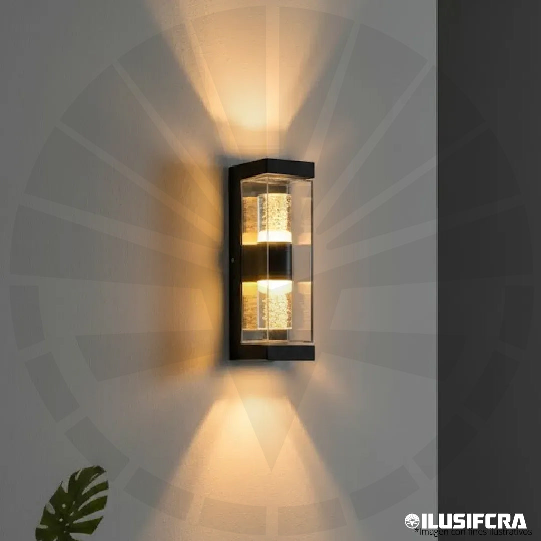 APLIQUE LED MEDIANO PARA PARED 2 LUCES OS-W316/1 NEGRO 3000K