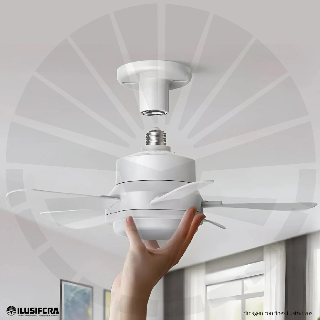 LÁMPARA CON VENTILADOR OSCILANTE PARA TECHO E27 40W 18" BLANCO ILUSIFCRA