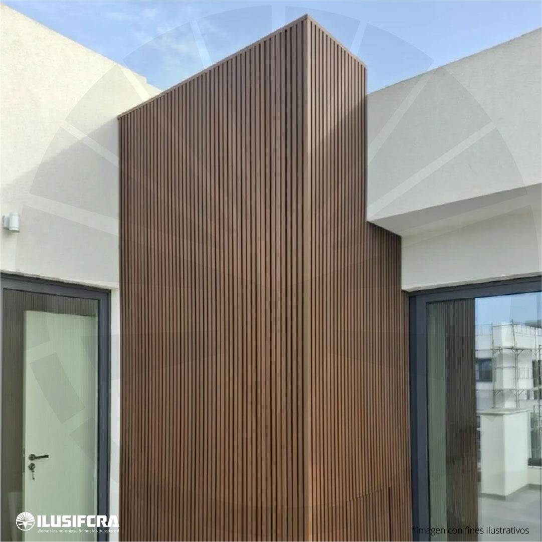 LÁMINA ACANALADA 219MM PARA EXTERIOR ESTILO ROBLE CAFE CLARO IS001 X 2.9M