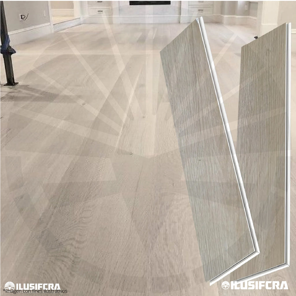 LÁMINA PARA PISO ESTILO SPC 10PC ACABADO CREMA CLARO SD-02 18MMX1.22M 2.2M2 CON ESPONJA