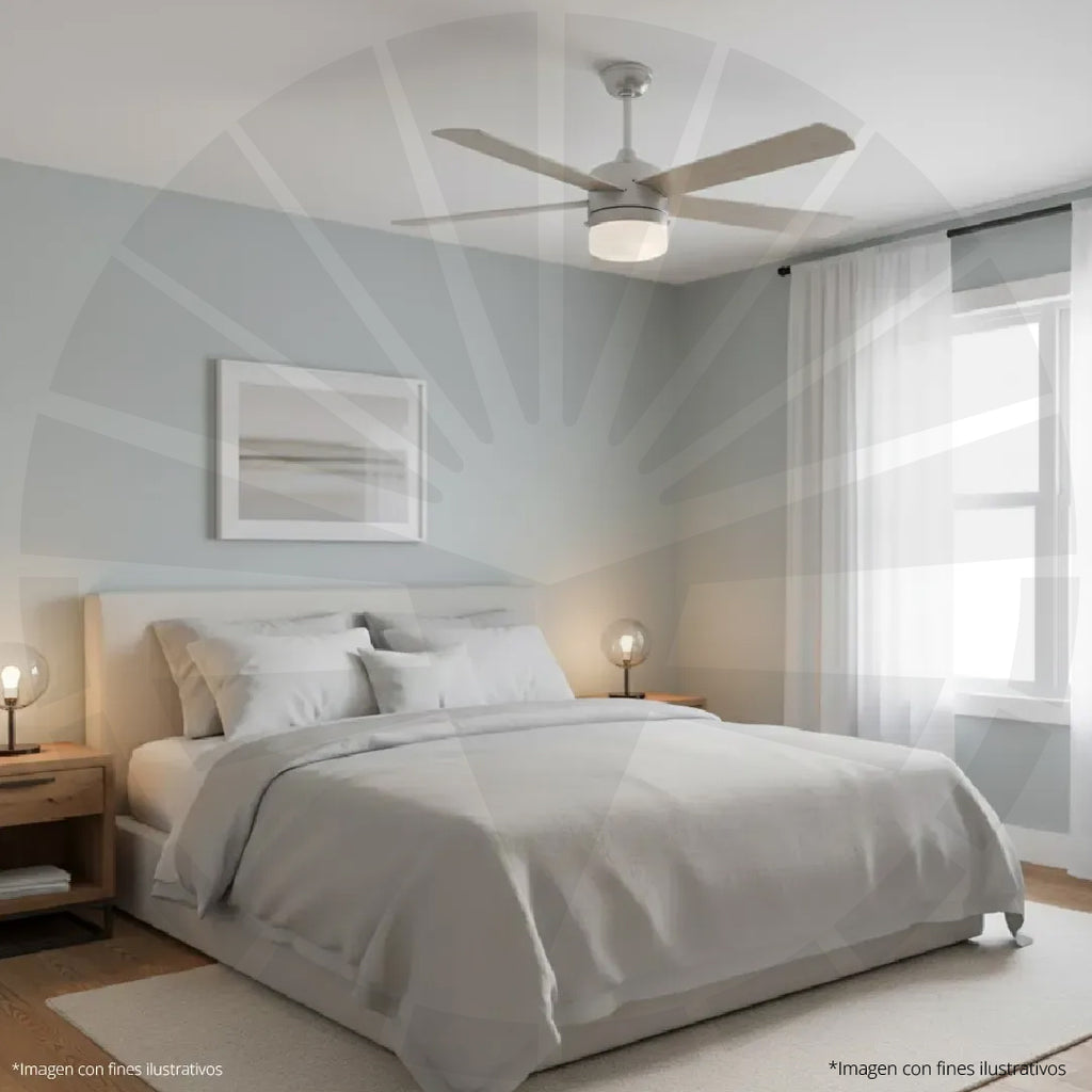 VENTILADOR DE TECHO MODERNO CON LUZ LED ACABADO PLATEADO FS4014