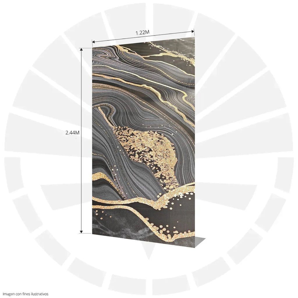 LÁMINA PVC - PANEL UV ESTILO MARMOL CUARZO ESCALA VETA DORADO 1.22M X 2.44M / 3MM DY2427