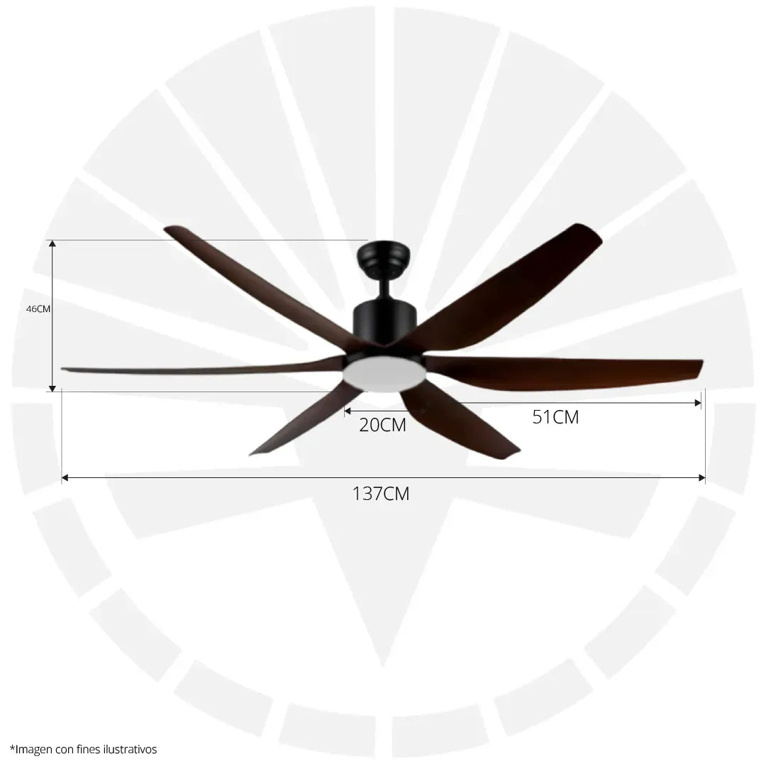 VENTILADOR DE TECHO MODERNO CON LUZ LED ACABADO MADERA FS4012-6
