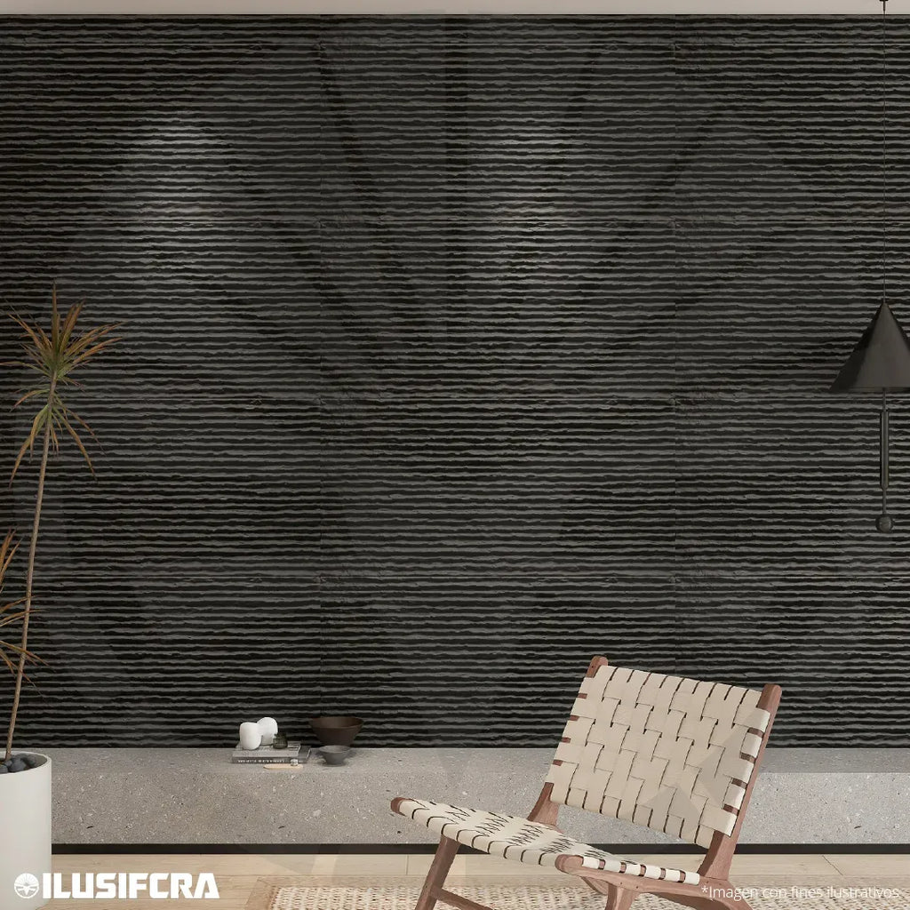 FACHALETA FLEXIBLE PIEDRA PRFV 1.10M X 1.50M MURETO NEGRO MATE WP-9031