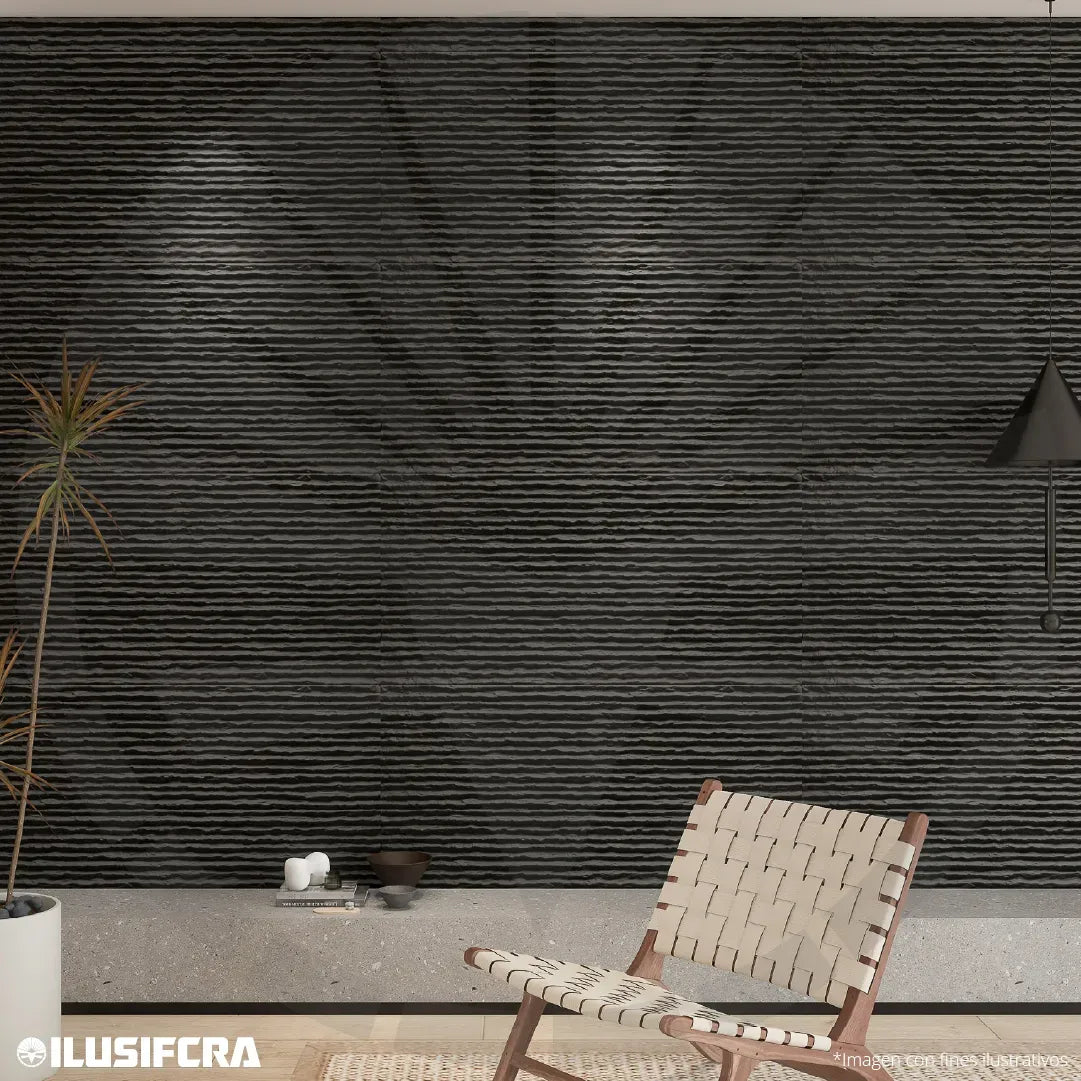 FACHALETA FLEXIBLE PIEDRA PRFV 1.10M X 1.50M MURETO NEGRO MATE WP-9031
