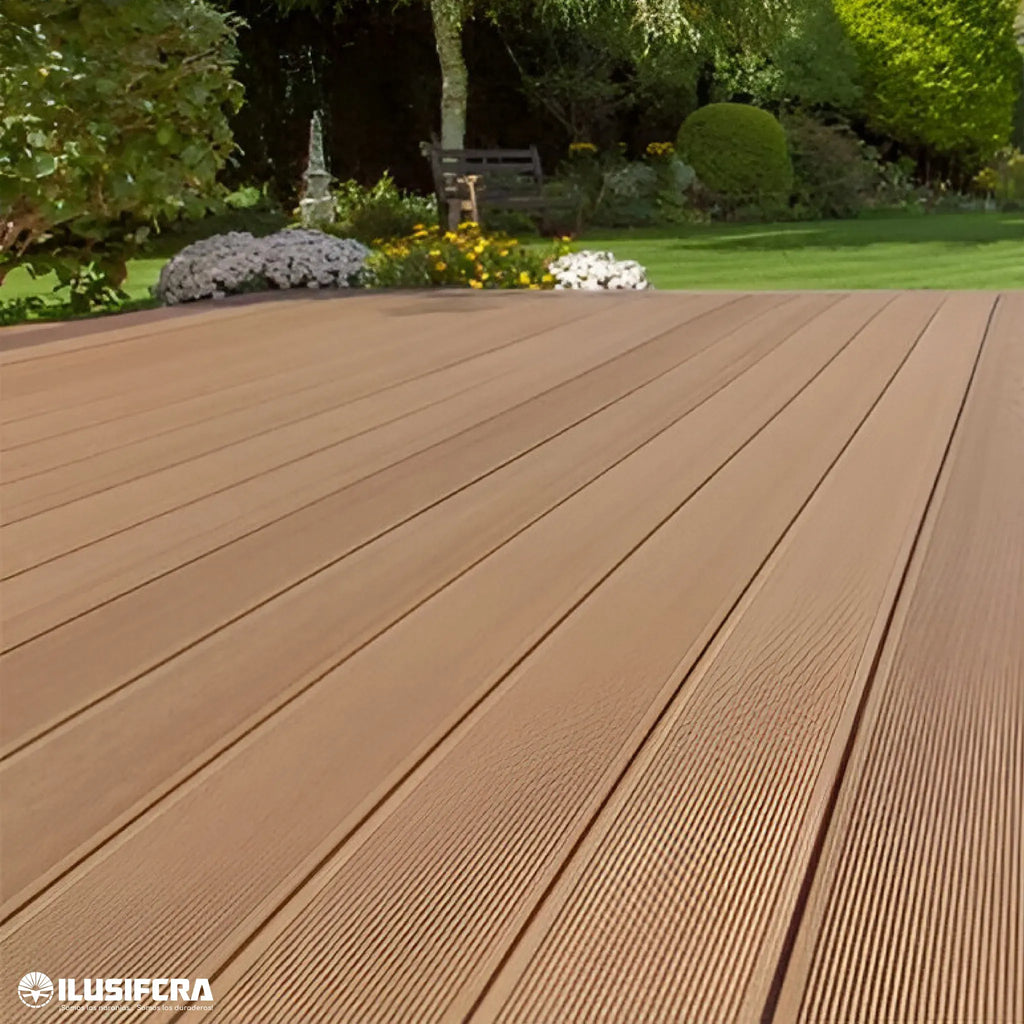LÁMINA DE PISO ESTILO DECK WPC ACABADO CREMA 14CM X 25MM X 2.90M