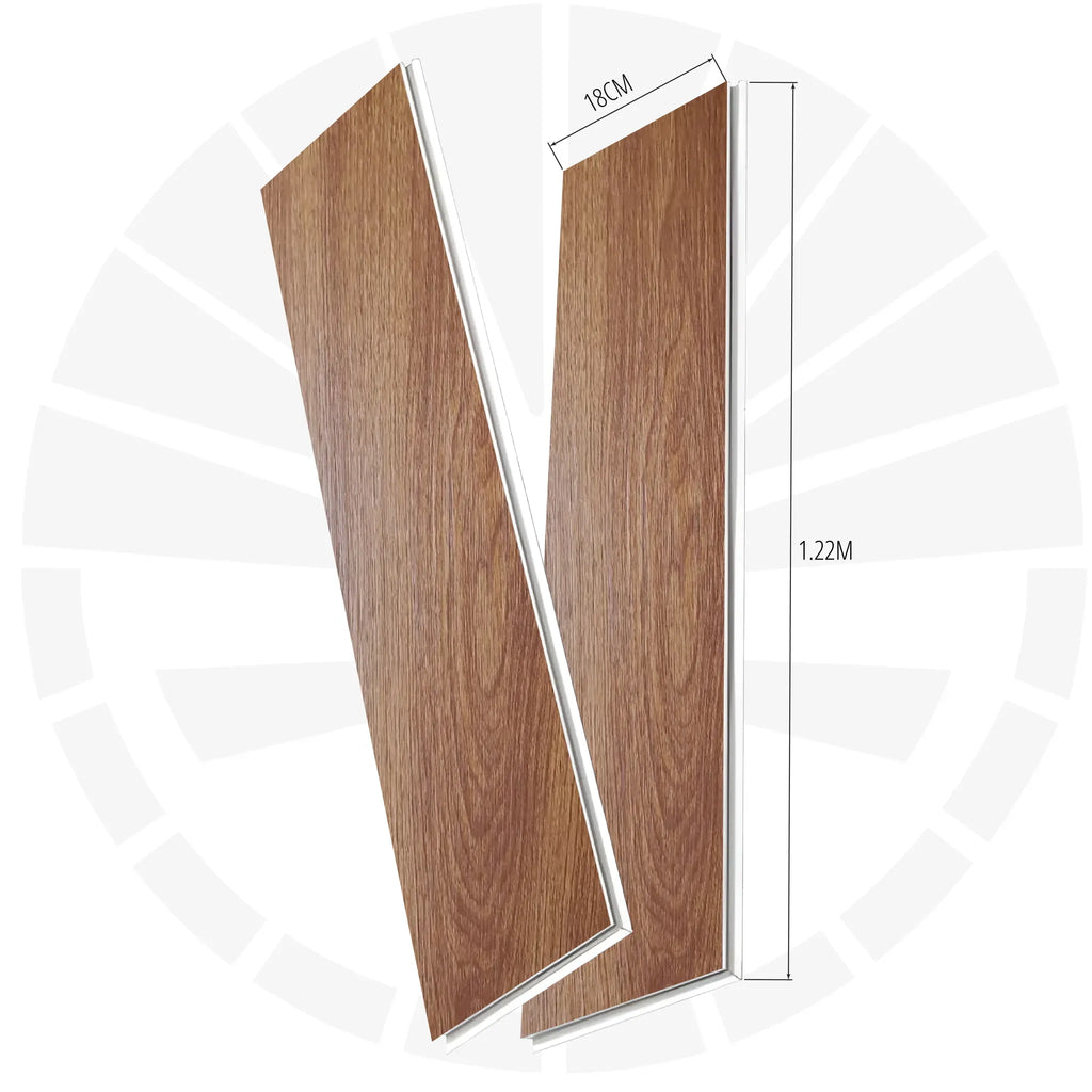LÁMINA PARA PISO ESTILO SPC 10PC ACABADO MADERA CAOBA CLARO SD-07 18MMX1.22M 2.2M2 CON ESPONJA