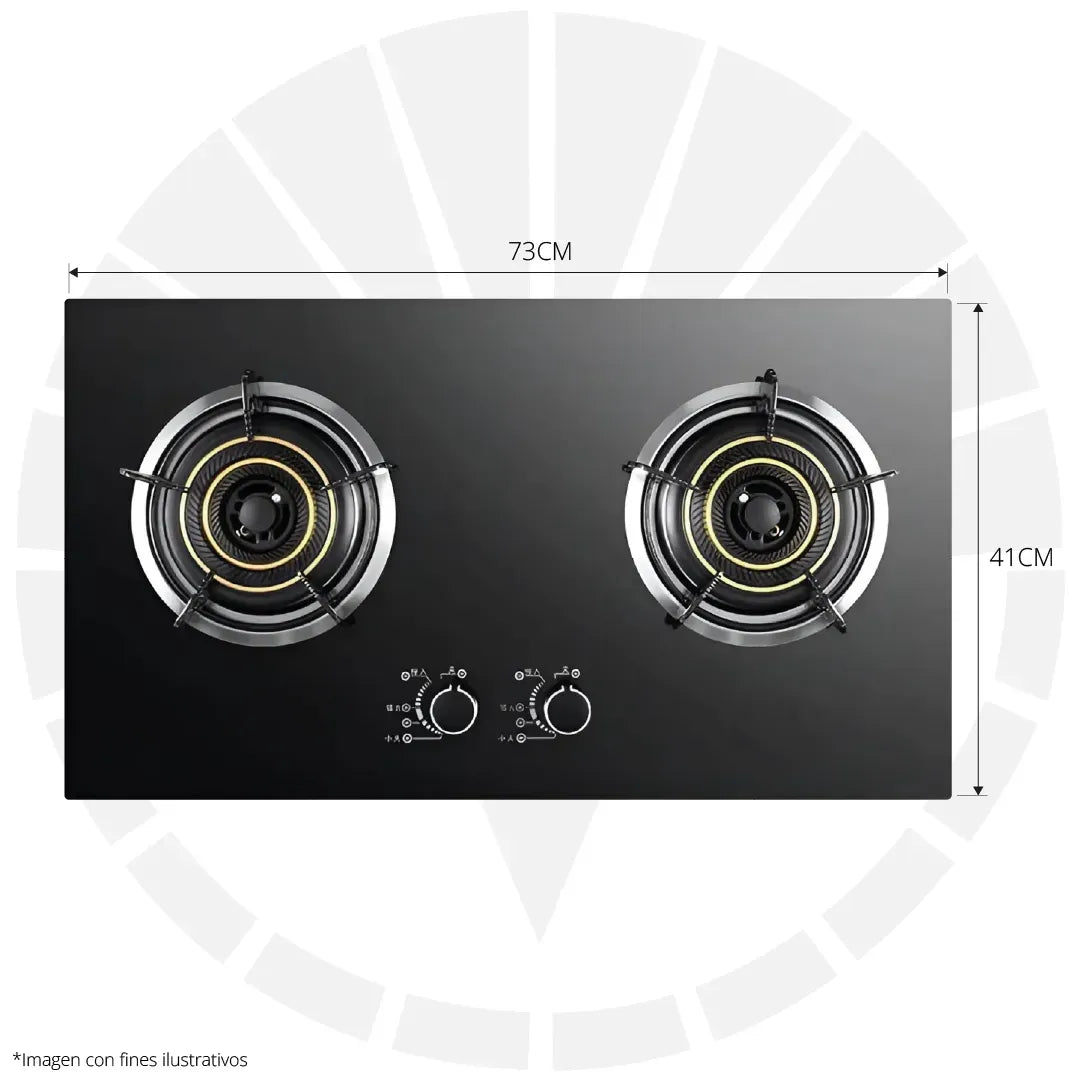 COCINA DE GAS 2 QUEMADORES VITROCERAMICA CHF 006